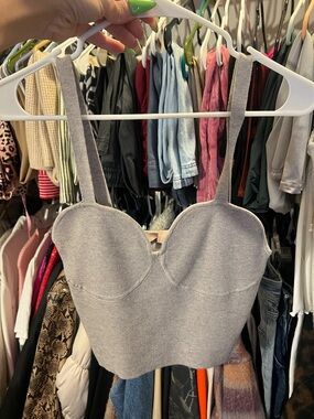 H&M Light Gray Knit Bustier Crop Top